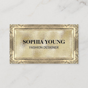 Gold Floral Frame Gold Foil Shimmer Business Card