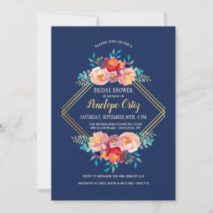 Gold Floral Frame Invitation