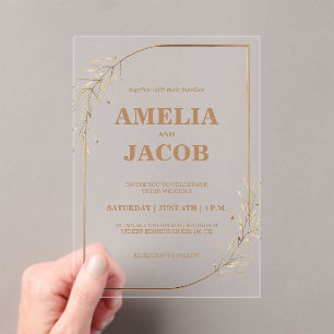 Gold Floral Frame Wedding Invitation