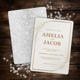 Gold Floral Frame Wedding Invitation 