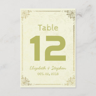 Gold Floral Frame Wedding Seating Table Number