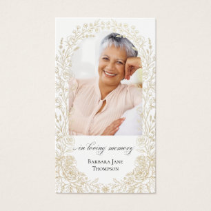 Gold Floral Funeral Prayer Card