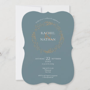 Gold Floral Garland Engagement Party Invitation
