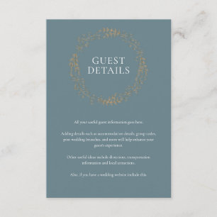 Gold Floral Garland Guest Information Details Enclosure Card