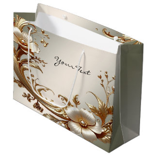 Gold Floral Gift Bag
