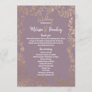 Gold Floral Glitter Ombre Mauve Lilac Programs Programme