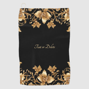 Gold Floral Golf Towel