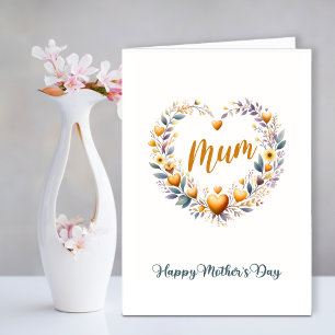 Gold Floral Heart Mother's Day Holiday Card
