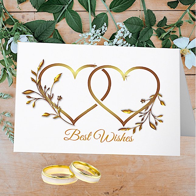 Gold Floral Hearts Wedding Greeting Card (Creator Uploaded)