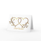 Gold Floral Hearts Wedding Greeting Card