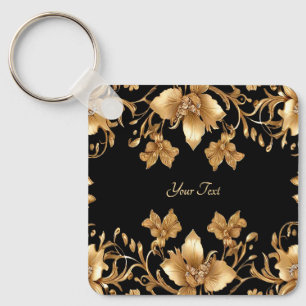 Gold Floral Keychain