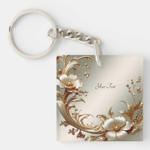 Gold Floral Keychain