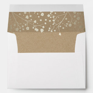 Gold Floral Kraft Vintage Garden Wedding Envelope