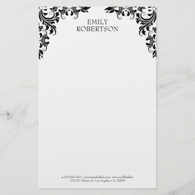 Gold Floral Lace Stationery (Front)