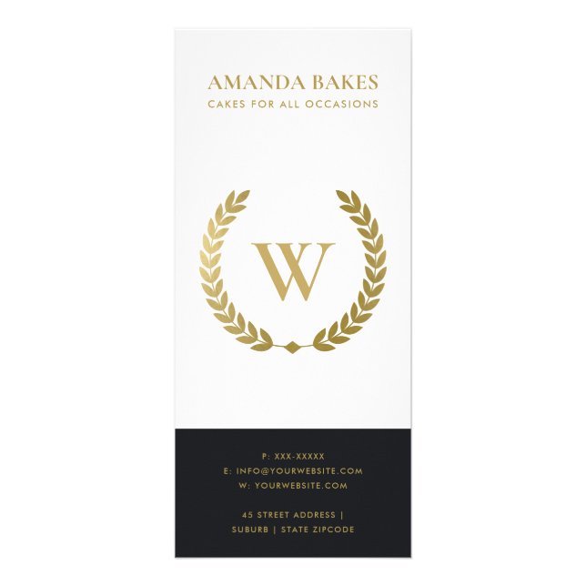 GOLD FLORAL LAUREL WREATH INITIAL PRICE SERVICE RACK CARD (Back)