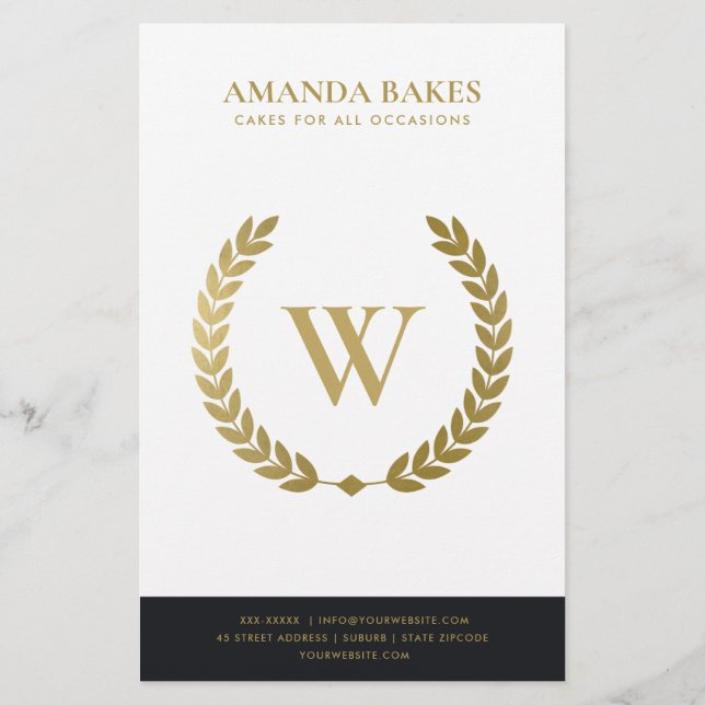 GOLD FLORAL LAUREL WREATH INITIAL PRICING SERVICE FLYER (Back)