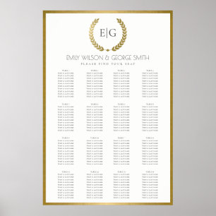 GOLD FLORAL LAUREL WREATH WEDDING SEATING CHART