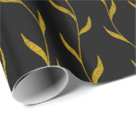 Gold Floral Leaves Botanical Pattern on Black Wrapping Paper<br><div class="desc">Gold Plant Leaves Floral Botanical Seamless Graphic Pattern on Black Gift Wrapping Paper. ** Use zazzle's edit features to change paper colour to any colour you needs. The background colour is actually transparent so you can easily change it to whatever colour you like: Click on the customise it button> Click...</div>