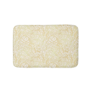 Gold floral leaves pattern bath mat