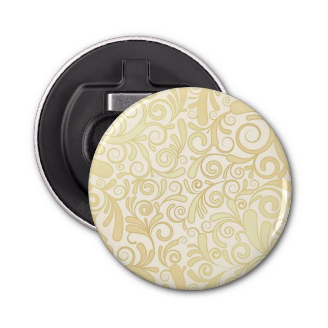 Gold floral leaves pattern bottle opener (Front)