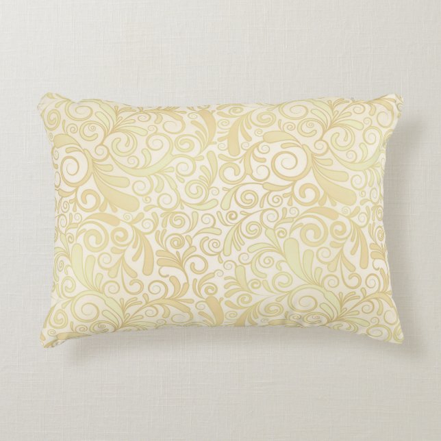 Gold floral leaves pattern decorative cushion (Front)