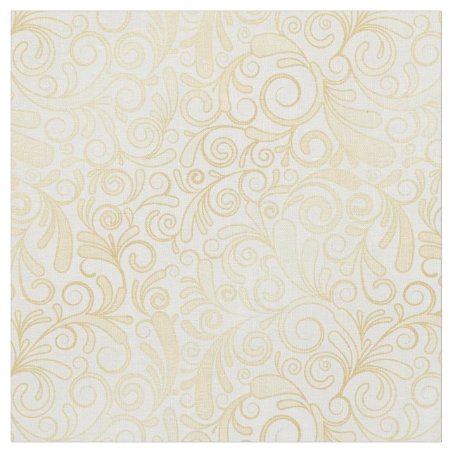 Gold floral leaves pattern fabric (Close Up)