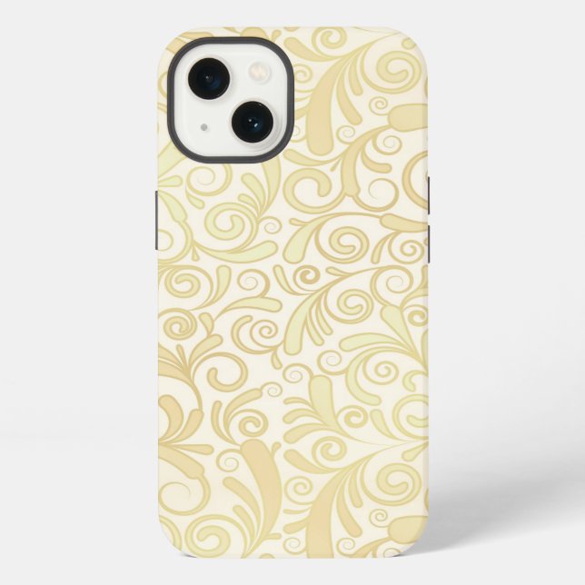 Gold floral leaves pattern iPhone case (Back)