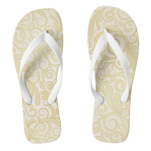 Gold floral leaves pattern jandals