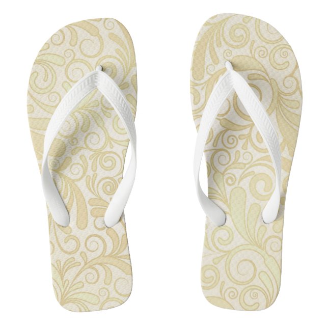 Gold floral leaves pattern jandals (Footbed)