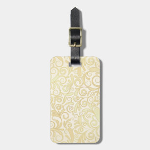 Gold floral leaves pattern luggage tag