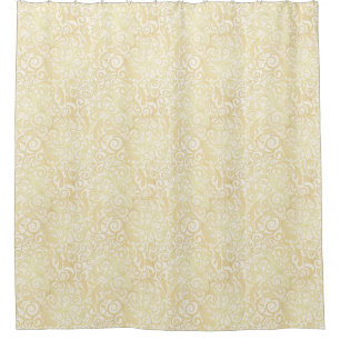 Gold floral leaves pattern shower curtain
