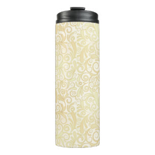 Gold floral leaves pattern thermal tumbler