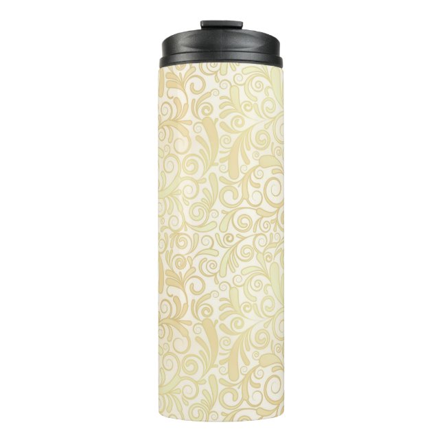 Gold floral leaves pattern thermal tumbler (Front)