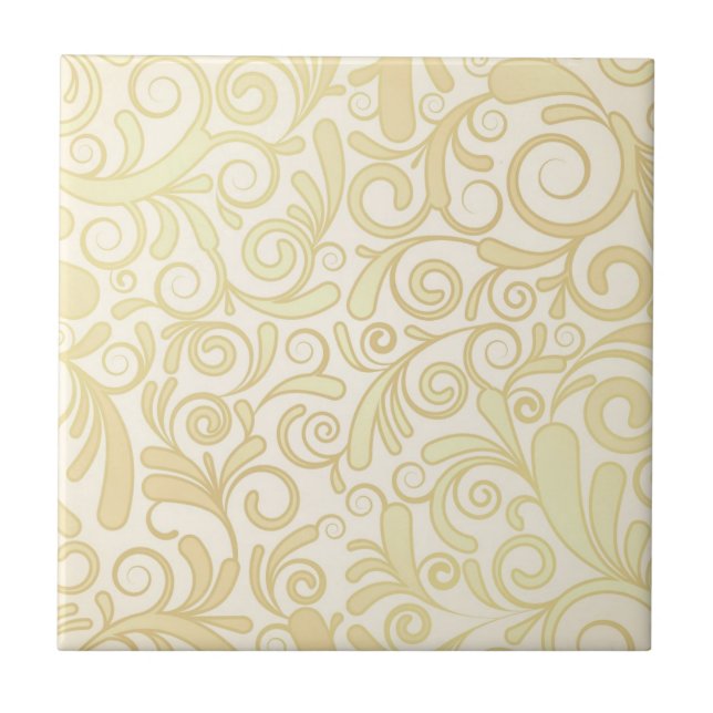 Gold floral leaves pattern tile (Front)