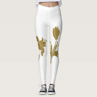 Gold Floral Leggings