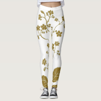 Gold Floral Leggings