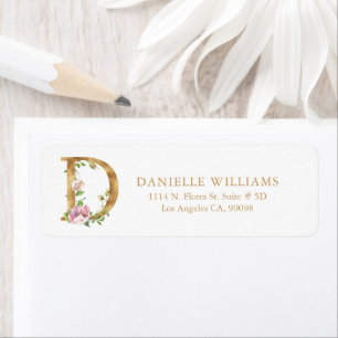 Gold floral Lettering- Monogram D Label