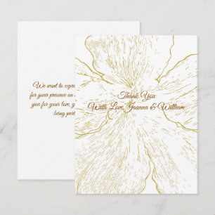 Gold Floral Line Art Botanical Wedding Thank You Card