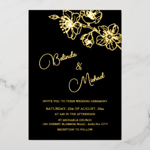 Gold Floral Line Art   Photo Wedding