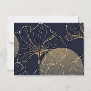 Gold floral line art postcard