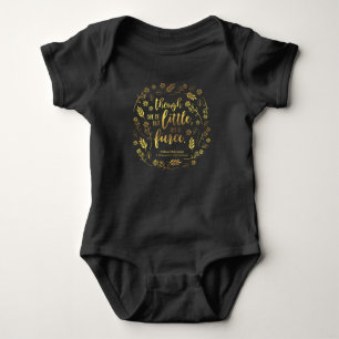 Gold Floral Little But Fierce William Shakespeare Baby Bodysuit