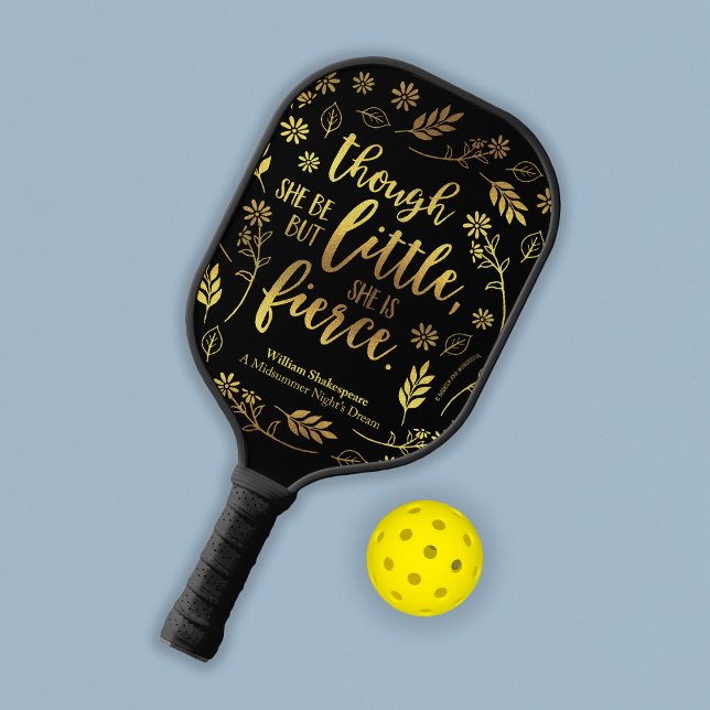 Gold Floral Little But Fierce William Shakespeare Pickleball Paddle (Creator Uploaded)