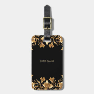 Gold Floral Luggage Tag