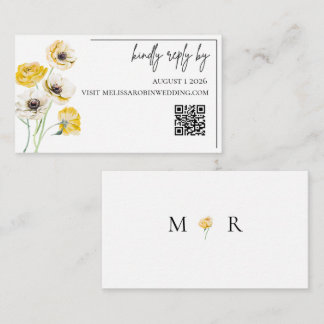 Gold Floral Minimalist Wedding RSVP Enclosure Card
