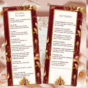 Gold Floral Motif Ornate Asymmetric Indian Wedding Programme