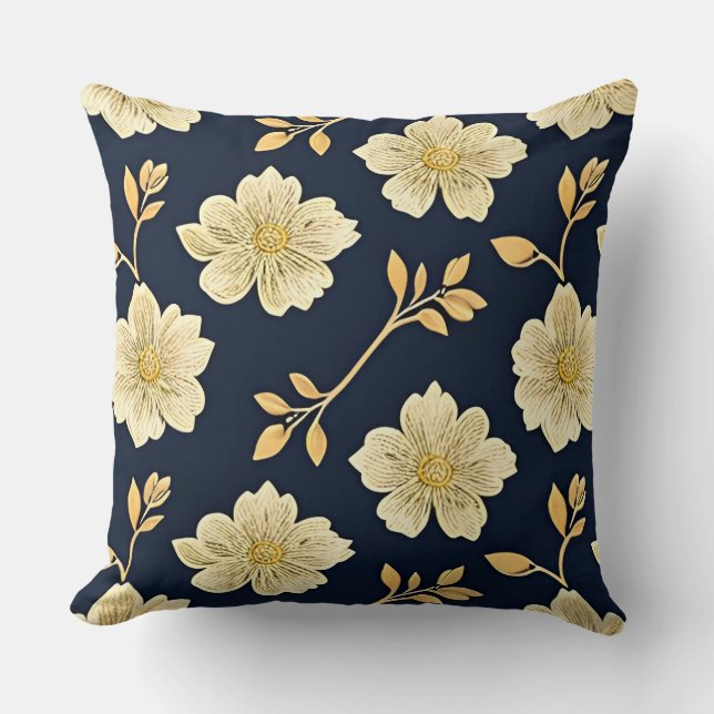 Gold Floral Motifs Cushion (Front)