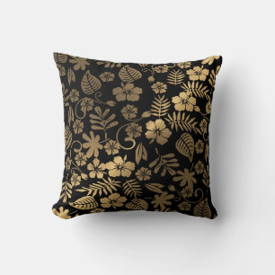Gold floral on Black  Cushion