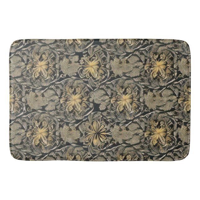 Gold Floral Pattern Bath Mat (Front)