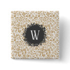 Gold Floral Pattern with Dark Grey Circle Monogram