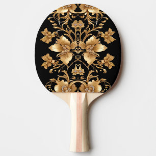Gold Floral Ping Pong Paddle